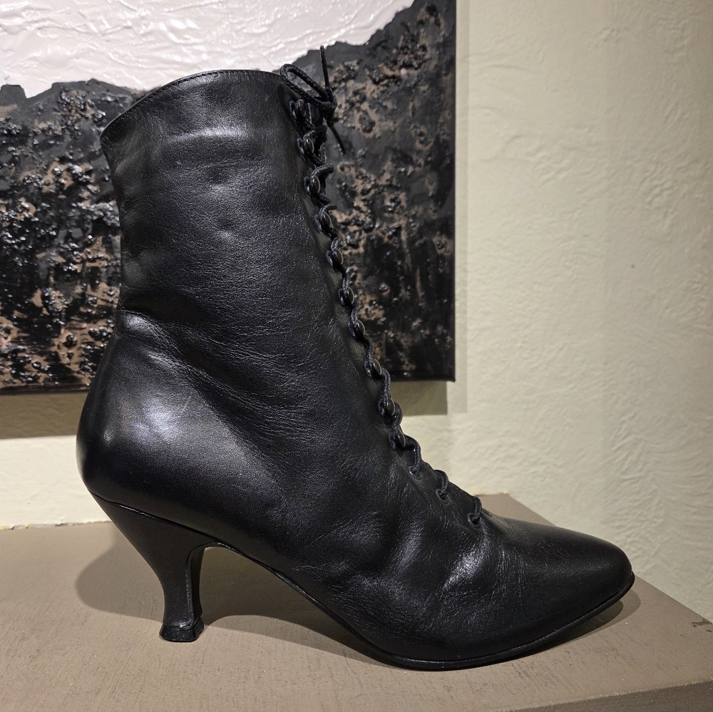 Black Lace-Up Ankle Boots - Picture 4 of 11